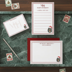 Cartão De Notas Nome Personalizado Desenho à Mão Dachshund Chapéu 