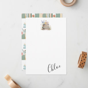 Cartão De Notas Nome personalizado do Bookworm
