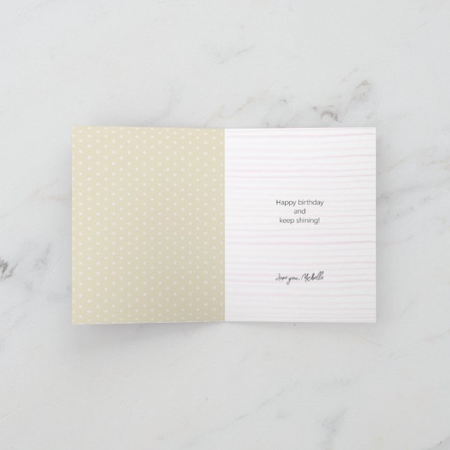 Cartão De Notas Nome Personalizado do Ouro Feliz Aniversário Glitt (Interior)