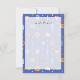 Cartão De Notas Nome Personalizado do Padrão Azul NYC Temido Playf