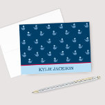 Cartão De Notas Nome Personalizado do Padrão de Baleia Vermelha Az<br><div class="desc">Nota dobrada ou obrigado cartões de nota apresentam texto personalizado e um padrão de pequenas baleias. As cores incluem azul claro,  azul de aço,  azul-marinho e vermelho.</div>