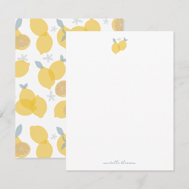 Cartão De Notas Nome Personalizado do Padrão Moderno Pastel Citrus (Frente/Verso)