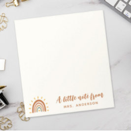 Cartão De Notas Nome personalizado do professor moderno Boho Rainb
