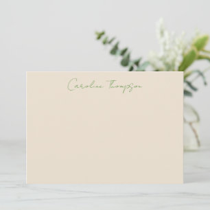 Cartão De Notas Nome Personalizado em Letra Cursiva Moderna Verde