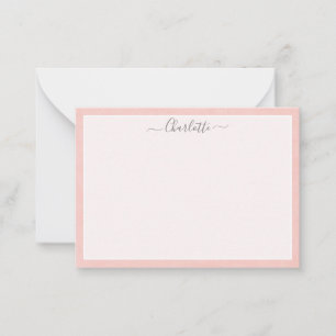 Cartão De Notas Nome Personalizado Feminino Cor-de-Rosa Esbranquiç
