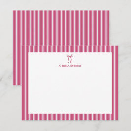 Cartão De Notas Nome Personalizado Laço Rosa
