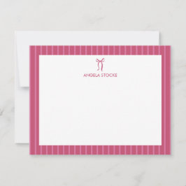 Cartão De Notas Nome Personalizado Laço Rosa