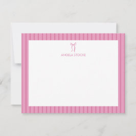 Cartão De Notas Nome Personalizado Laço Rosa