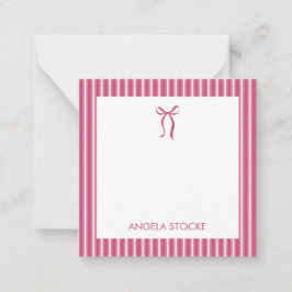 Cartão De Notas Nome Personalizado Laço Rosa