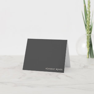 Cartão De Notas Nome Personalizado Minimalista Cinza Preto Soft Re