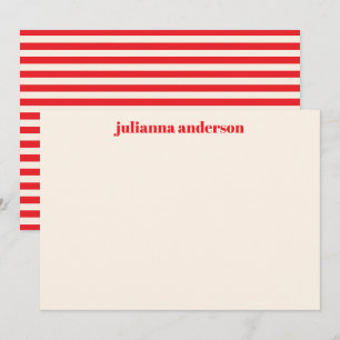 Cartão De Notas Nome Personalizado Moderno Vermelho Brilhante List