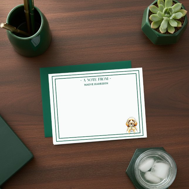 Cartão De Notas Nome Personalizado Ouro Desenhado Mão Traçado Dood (Gift custom stationery to the dog lover in your life!)