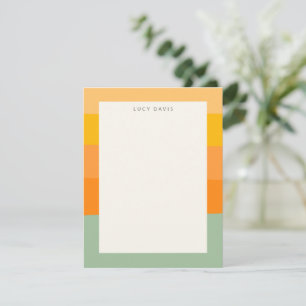 Cartão De Notas Nome Personalizado Stripes de Pastel Terrestres Mu