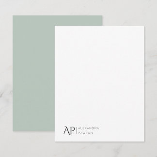 Cartão De Notas Nome Personalizado Verde do Pastel Elegante Pessoa