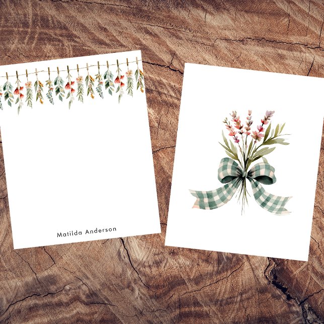 Cartão De Notas Nome Pessoal do Arco de Prados de Flor Selvagem (Criador carregado)