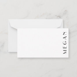 Cartão De Notas Nome pessoal White Mínimo Moderno Preto