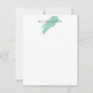 Cartão De Notas Nome Próprio Decorativo Chic Simples Azul Branco