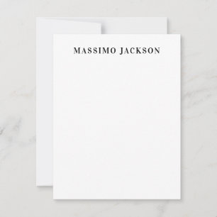 Cartão De Notas Nome Próprio Decorativo Minimalista Preto Branco