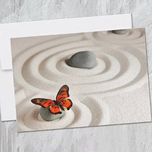 Cartão De Notas Nome    Quadro Jardim Zen Laranja Borboleta Monarc