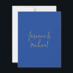 Cartão De Notas Nomes de Casal de Caligrafia Chic Adorável Azul e<br><div class="desc">Você pode facilmente alterar as fontes,  a imagem de fundo e a cor,  os caracteres das letras.</div>