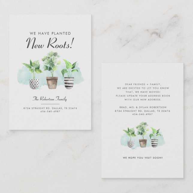 Cartão De Notas Nós movemos novas raízes movendo o lançamento (Frente/Verso)