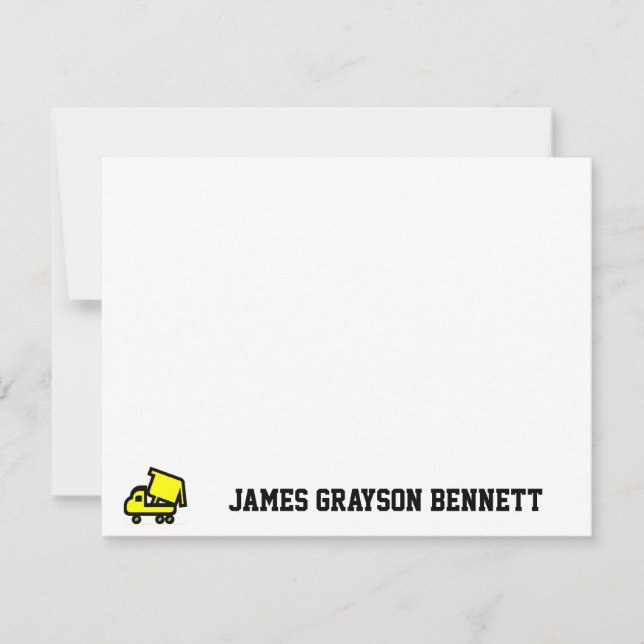 Cartão De Notas Nota de agradecimento do caminhão de despejo (Frente)