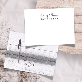 Cartão De Notas Nota de Casamento de Lavanda Rústica do Casal Mode