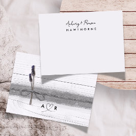 Cartão De Notas Nota de Casamento de Lavanda Rústica do Casal Mode