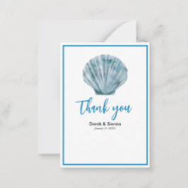 Cartão De Notas Nota de casamento vintage azul turquesa concha úni