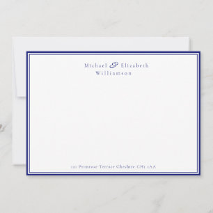 Cartão De Notas Nota de correspondência do Casal azul Elegante