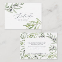 nota de detalhes do casamento do ramo de oliveira