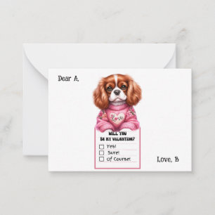 Cartão De Notas Nota de Valentim Personalizável do Cavalier King C