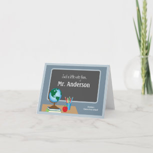Cartão De Notas Nota Do Teacher Chalkboard Globe