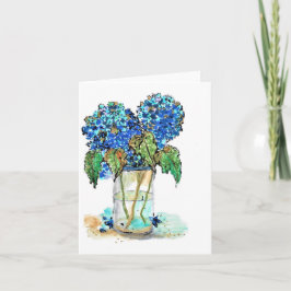 Cartão De Notas Nota dobrada Cor d'água da placa de hydrangeas