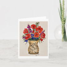 Nota dobrada Pintura original de papoilas vermelha