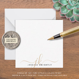 Cartão De Notas Nota Mínima de Iniciais de Monograma de Script Dou