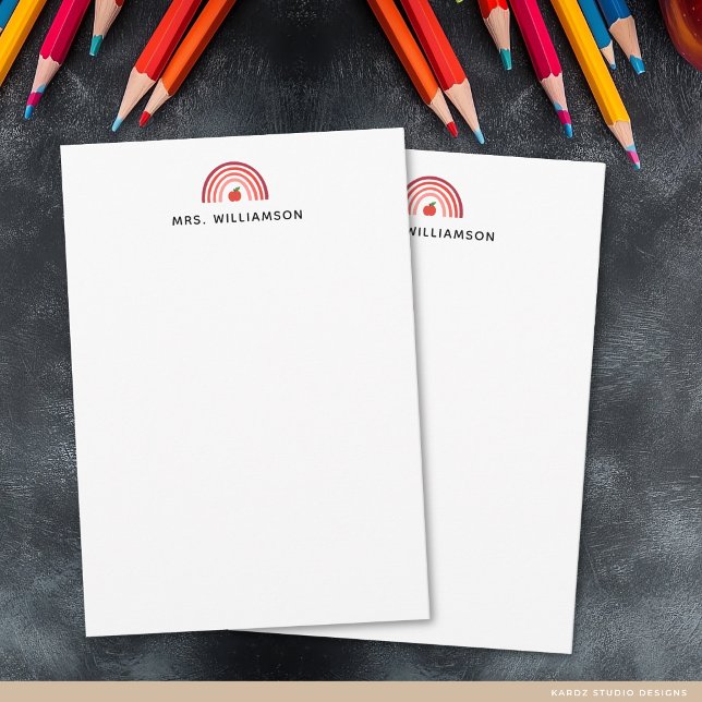Cartão De Notas Nota Moderna de Nome do Professor (The front of the note card is shown in 3.5 x 5 inches. Add teacher´s name and choose paper + size.)