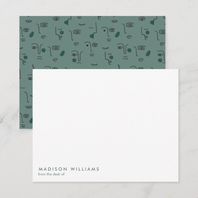 Cartão De Notas Nota Moderna de Tendência do Monograma (Frente/Verso)