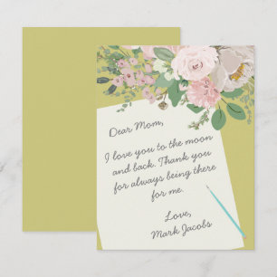Cartão De Notas Nota moderna do dia das mães com flores personaliz