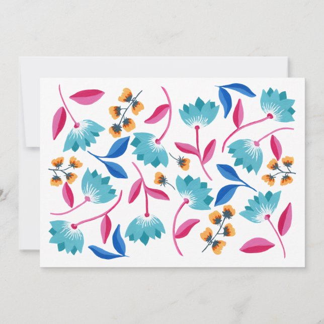 Cartão De Notas Notecard Azul e Rosa Pintado Moderno (Verso)