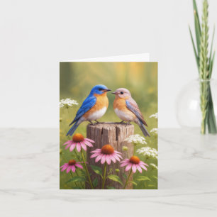 Cartão De Notas Notecard Bluebird em um Posto de cerca