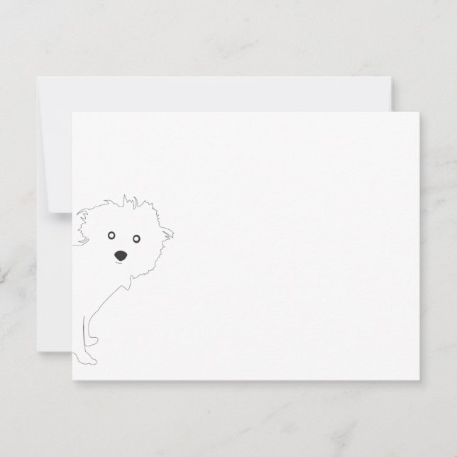 Cartão De Notas Notecard Branco-Flat-Pup Bonito (Frente)