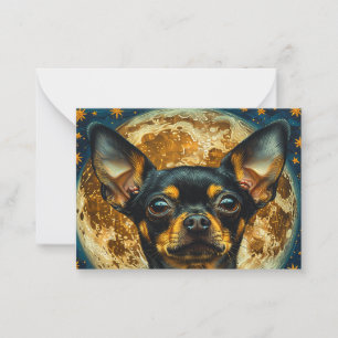 Cartão De Notas Notecard Cachorro Puppy Chihuahua Negro
