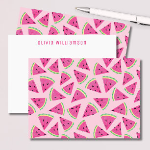 Cartão De Notas Notecard de Fruta de Melancia Rosa Tropical
