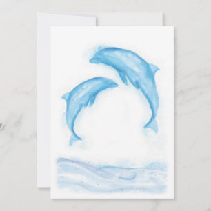 Cartão De Notas Notecard de golfinho de aquarela