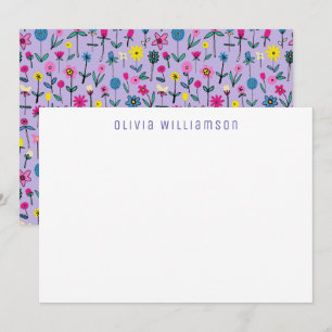 Cartão De Notas Notecard do Jardim Flor Muito Peri Lilac