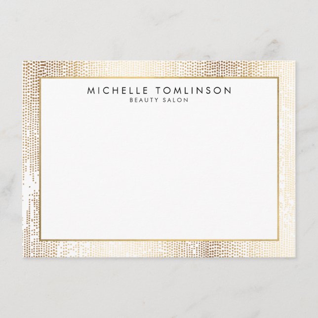 Cartão De Notas Notecard Flat de Confetti Dourado Luxe Faux (Frente)