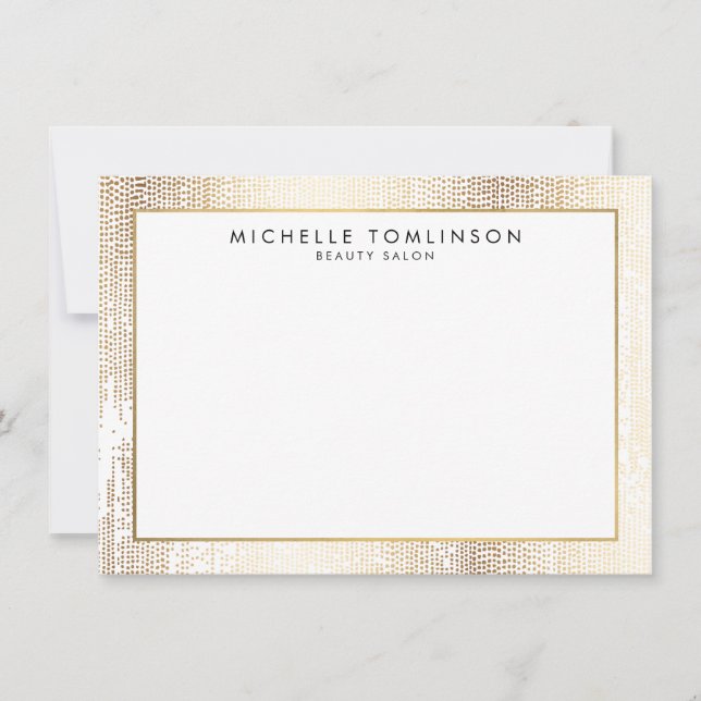 Cartão De Notas Notecard Flat de Confetti Dourado Luxe Faux (Frente)