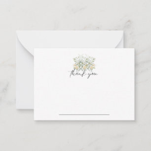 Cartão De Notas Notecard Floral Branco e Amarelo Obrigado