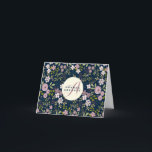 Cartão De Notas Notecard Floral Personalizada do Jardim Selvagem<br><div class="desc">Um padrão de flores brancas e balneares em molho empoeirado,  rosa,  e blush adoram este diário bonito. Personalizado com seu título e nome no cobrir frontal. Ao contrastar fundo azul profundo,  ele tem uma aparência feminina e moderna. Perfeito para notas pessoais ou obrigado que você é.</div>
